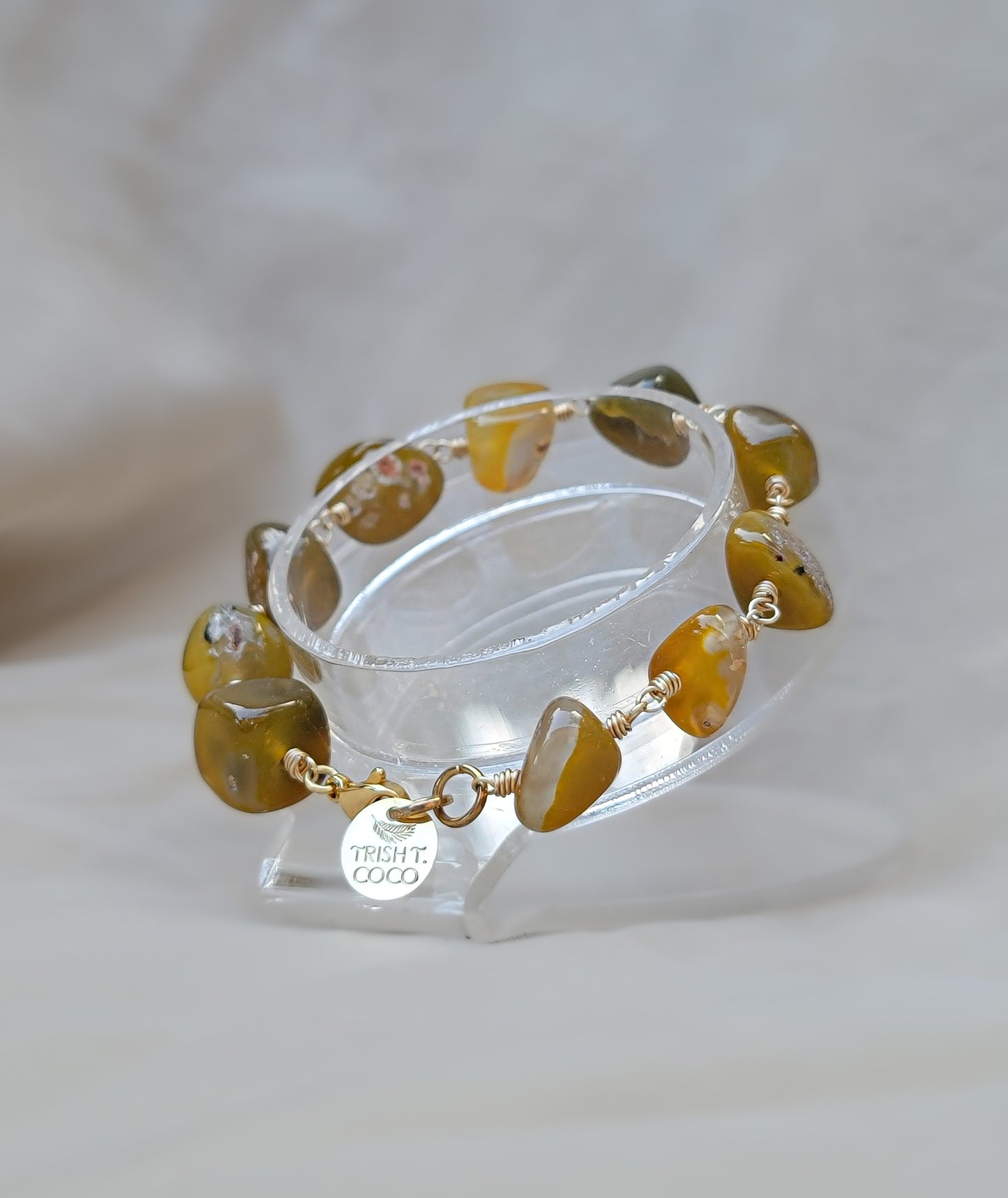 Golden Soil – Yellow Agate Wire-Wrapped Bracelet