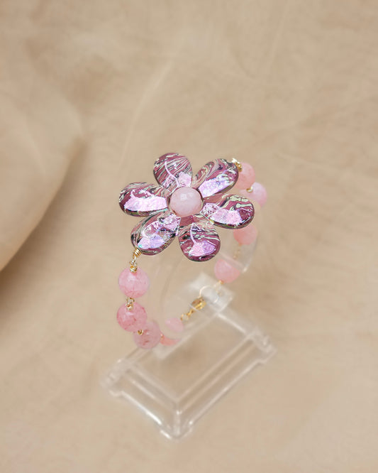 Bloom Crush – Pink Agate Flower Bracelet
