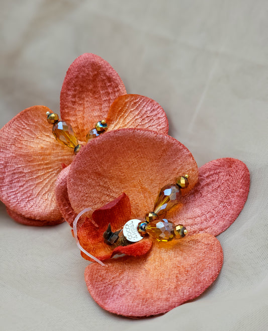 Coral Fire Bloom – Statement Orchid Earrings