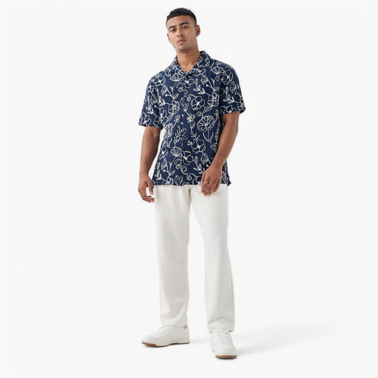 Camisa floral estilo camp – Navy Narcissus