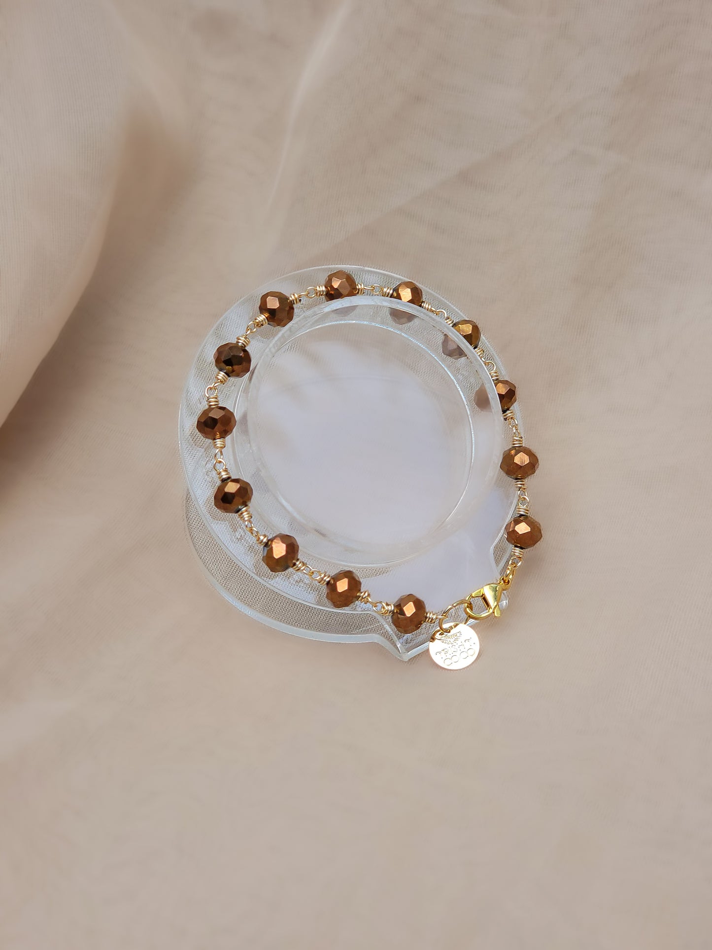 Bronzed Ambition-Wire-Wrapped Bronze Crystal Bracelet