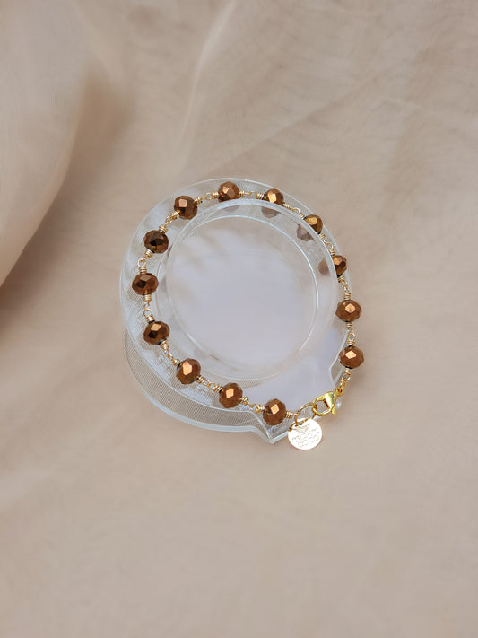 Bronzed Ambition-Wire-Wrapped Bronze Crystal Bracelet
