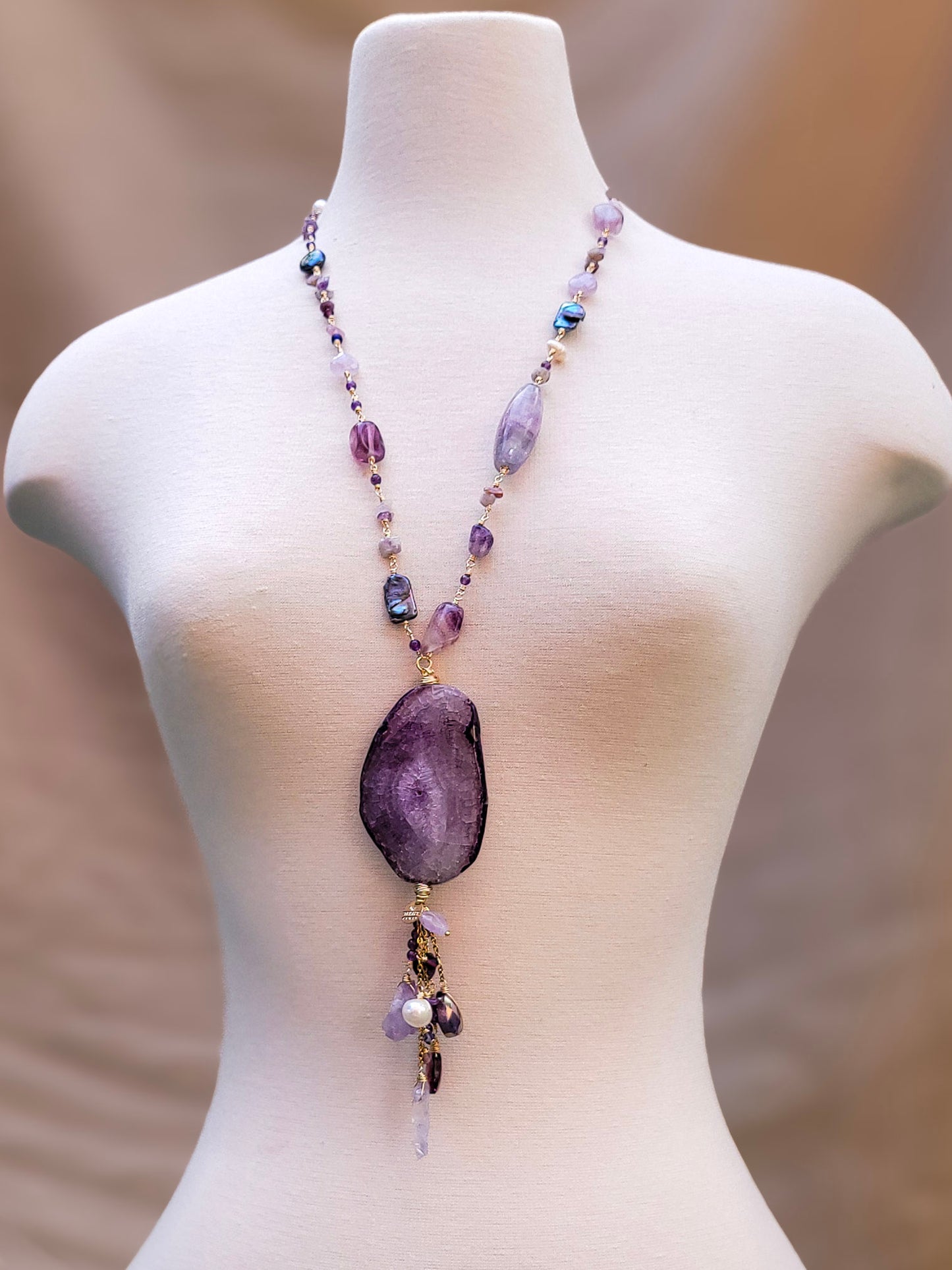Ethereal Crystal Chain – Fluorite & Amethyst