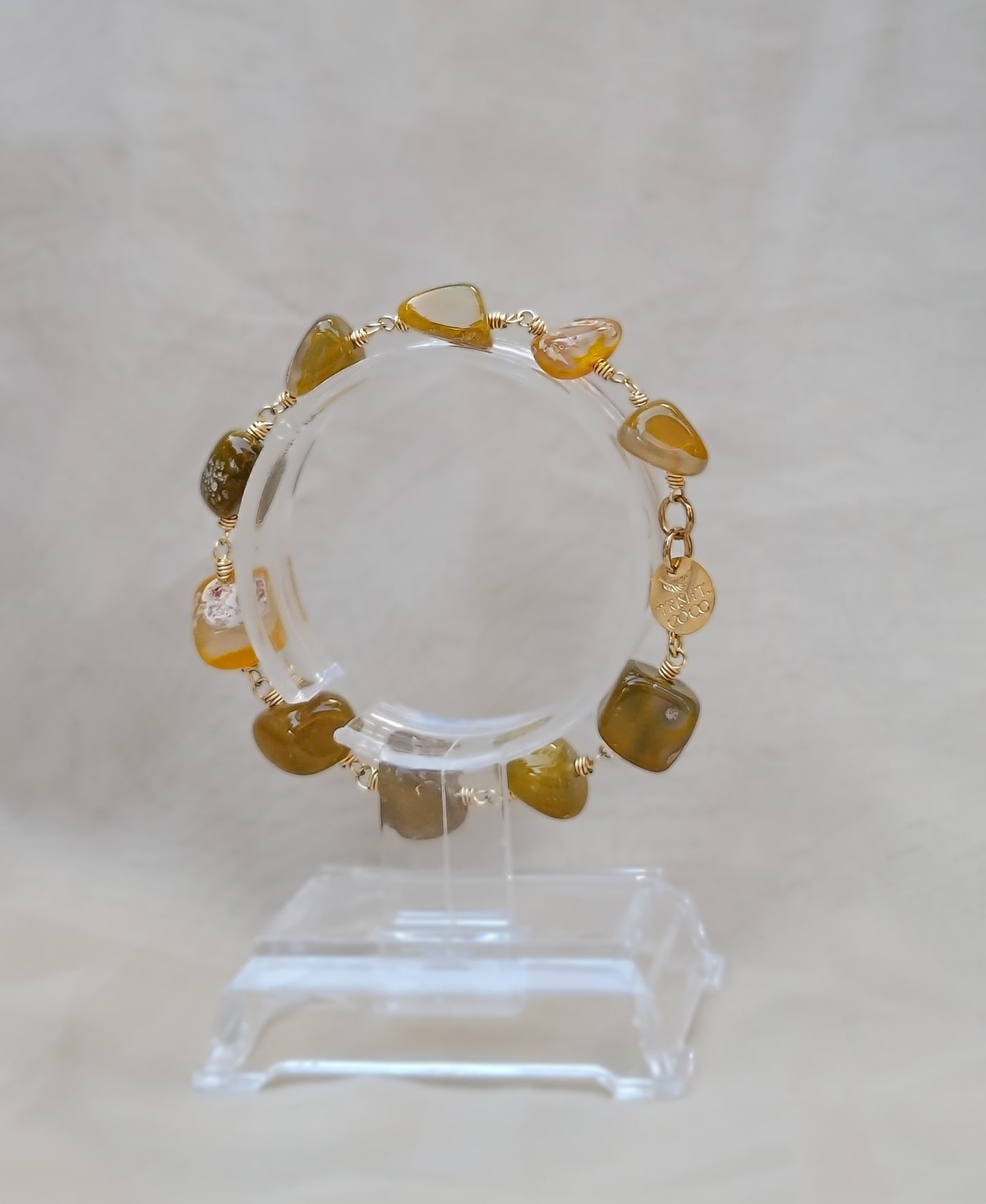 Golden Soil – Yellow Agate Wire-Wrapped Bracelet