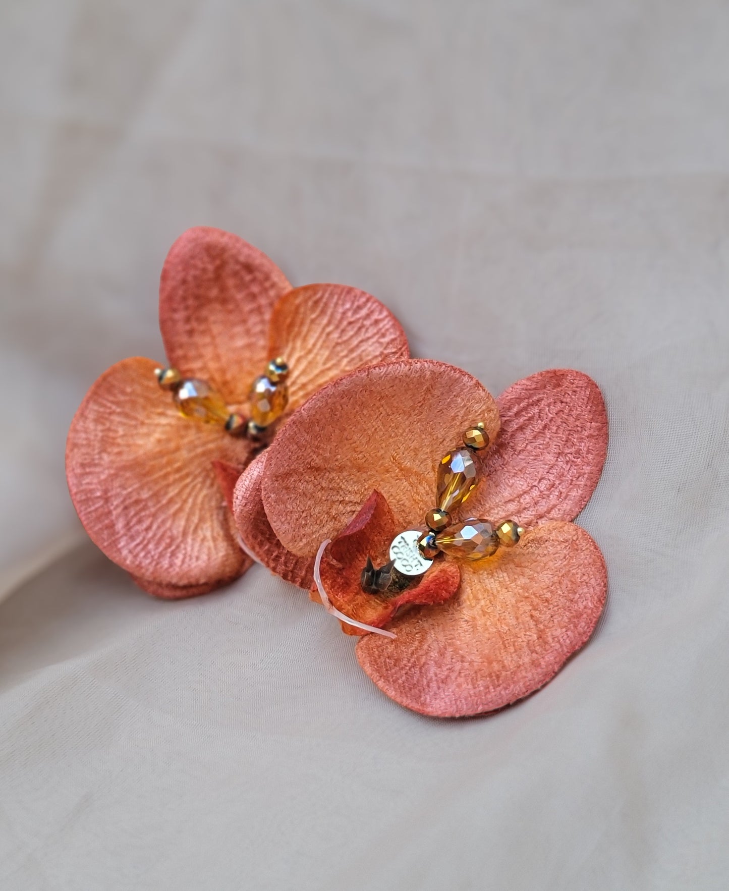 Coral Fire Bloom – Statement Orchid Earrings