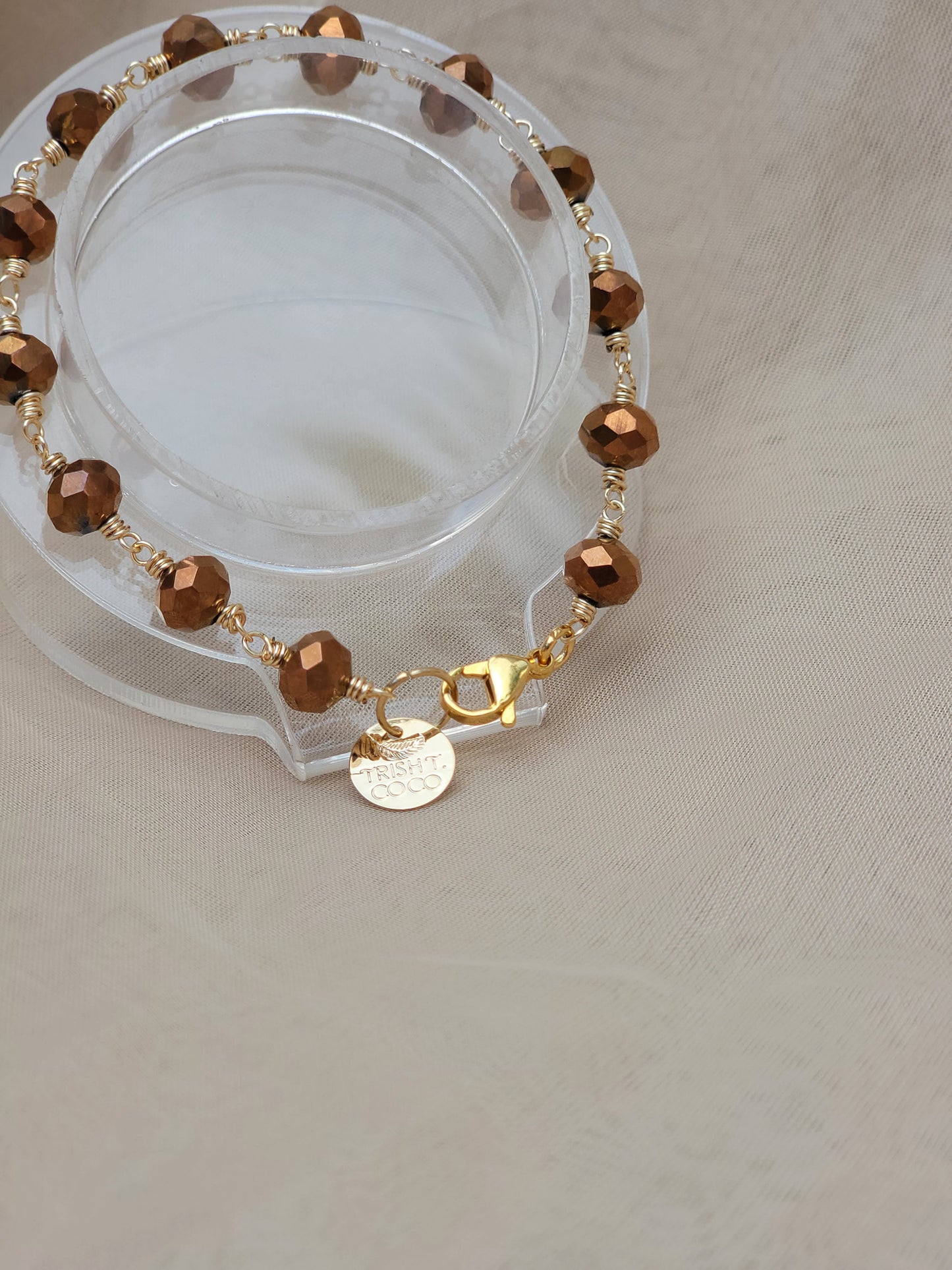 Bronzed Ambition-Wire-Wrapped Bronze Crystal Bracelet
