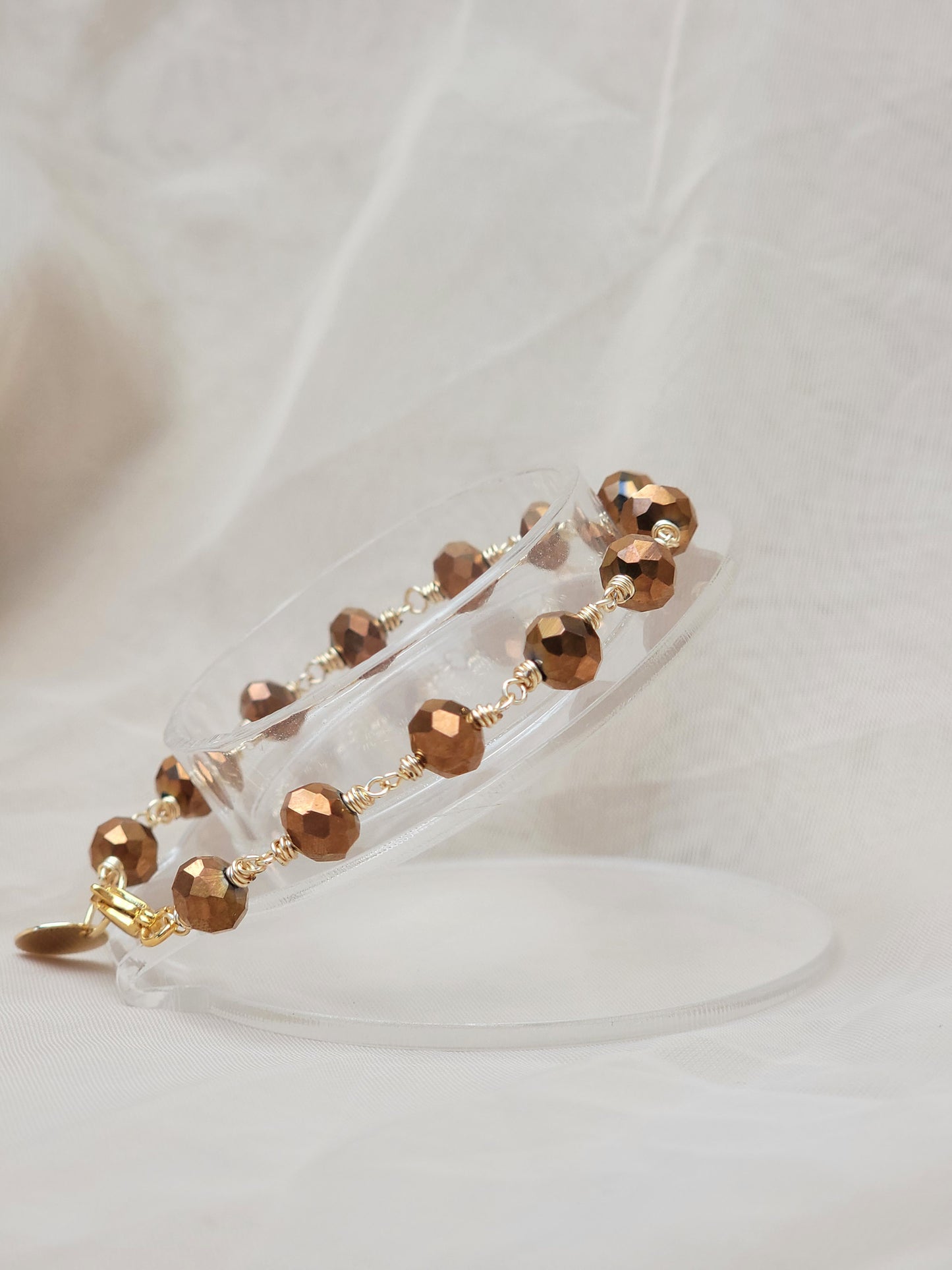Bronzed Ambition-Wire-Wrapped Bronze Crystal Bracelet