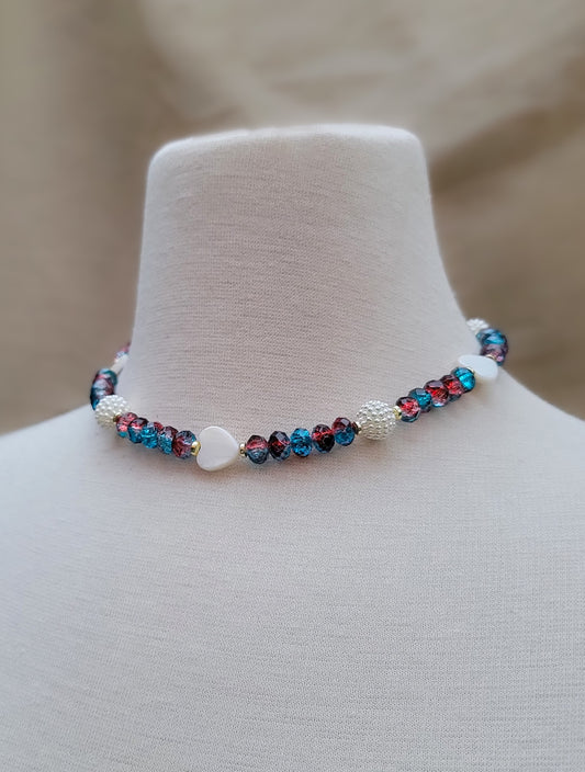 Corazón Caribe – Collar de Cristales Craqueados y Nácar Natural