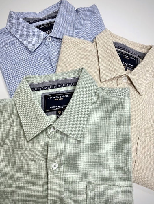 Camisa masculina de algodón con textura lino