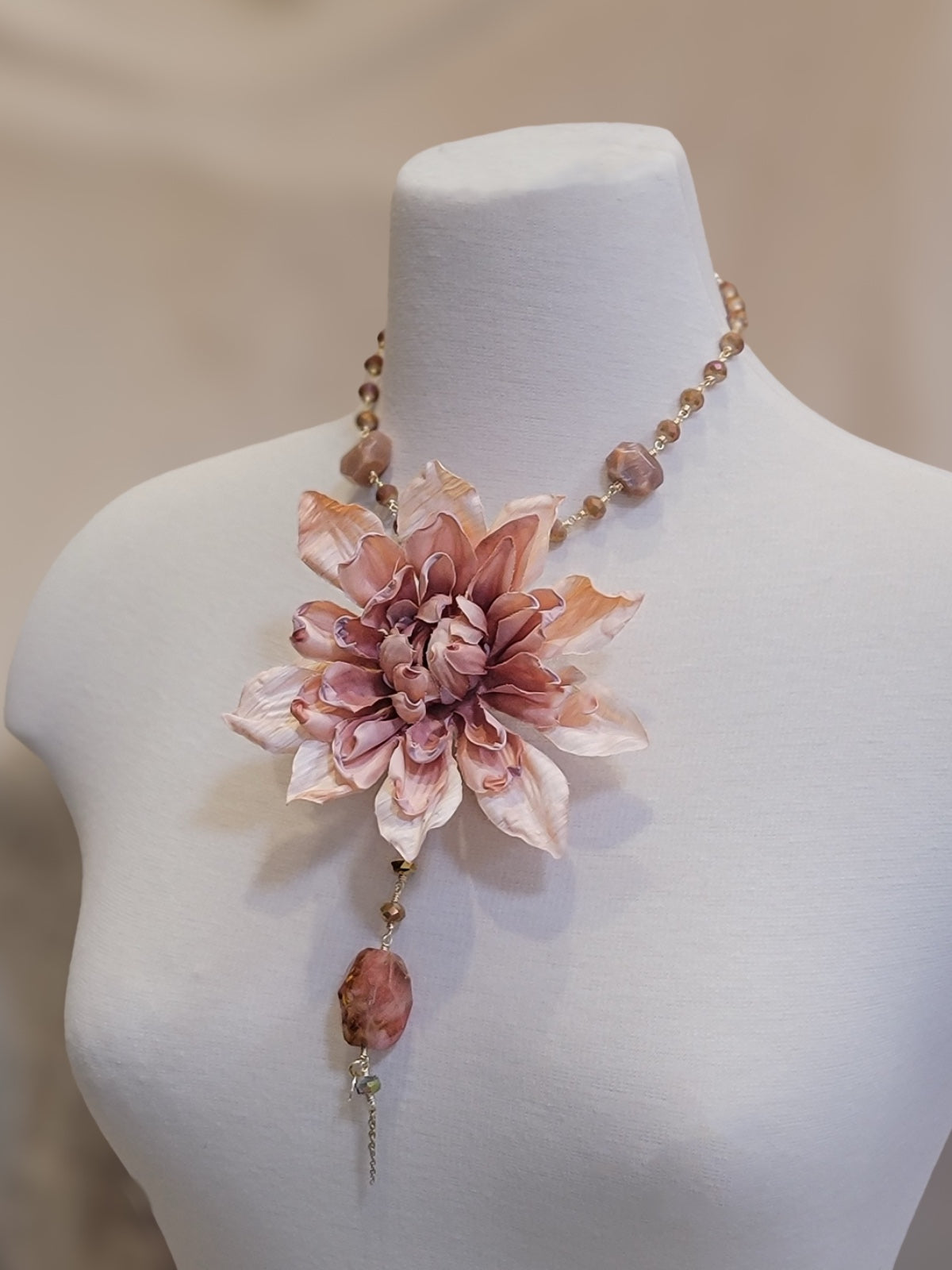Blush Bloom – Statement Floral Necklace