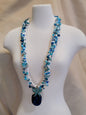 Ocean Empress – Statement Necklace with Hand-Wired Crystals and 24k Gold-Edged Agate