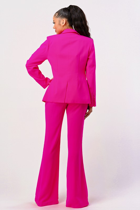 Hot pink sexy cutout two pcs suit