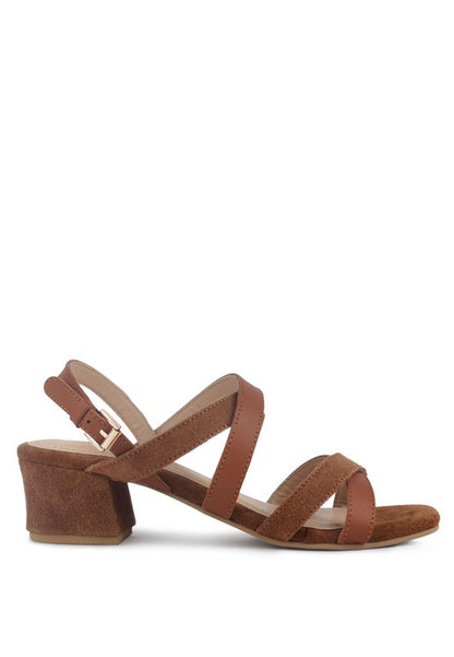 ASTRID MID HEELED BLOCK LEATHER SANDAL