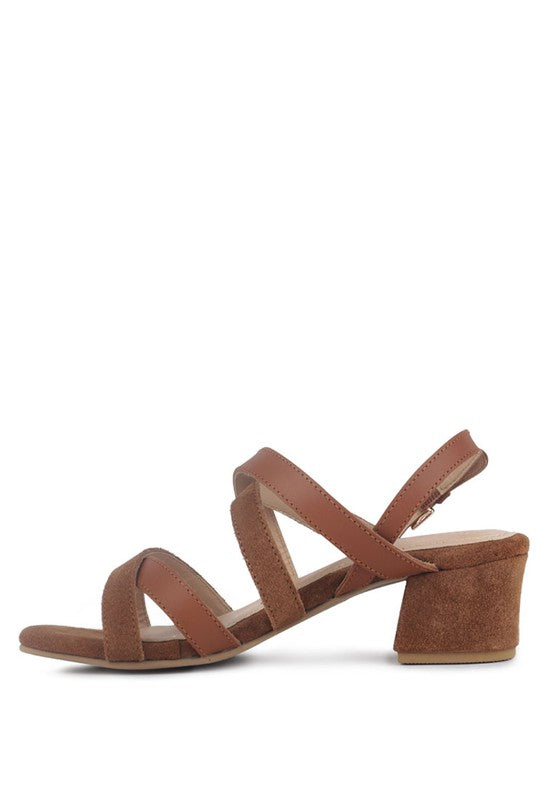 ASTRID MID HEELED BLOCK LEATHER SANDAL