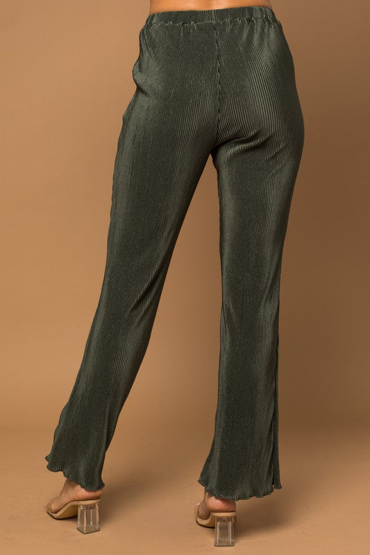 Plisse Fit And Flare Pants