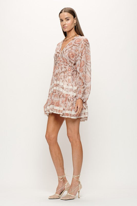 FLORAL PRINTED HI-LOW MINI DRESS