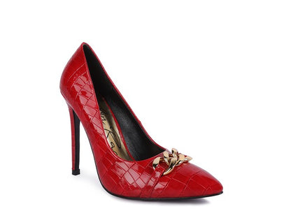 Fanfare Croc Stiletto Pump Heels