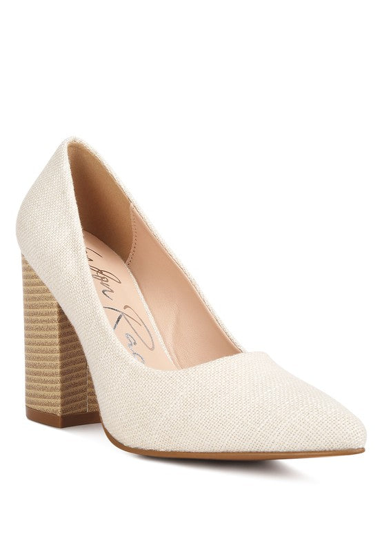 Elsie Canvas Block Heel Pumps