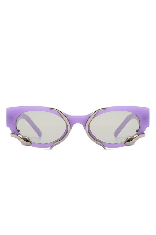 Women Round Snake Design Cat Eye Sunglasses