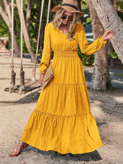 Long sleeve tiered maxi dress