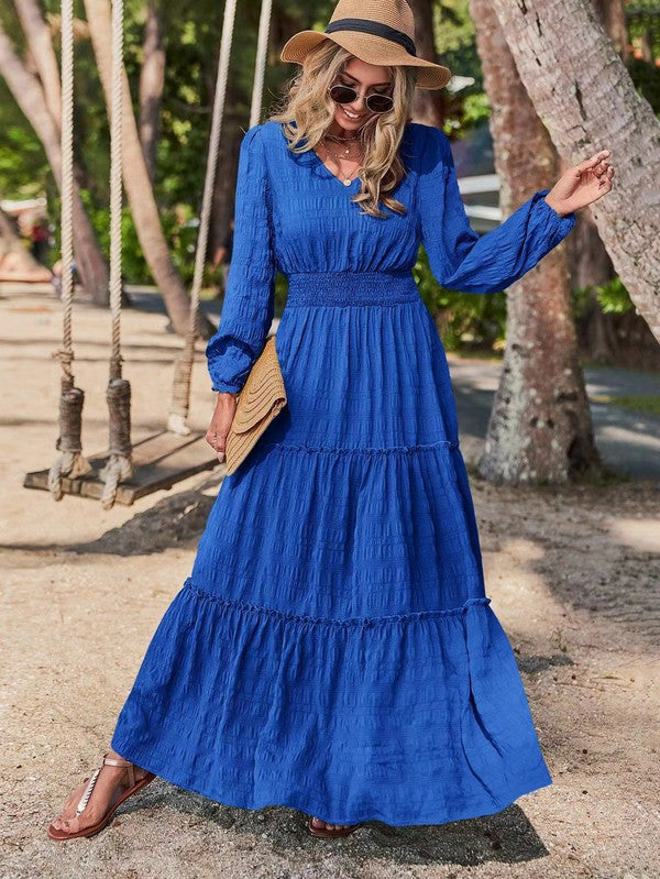 Long sleeve tiered maxi dress