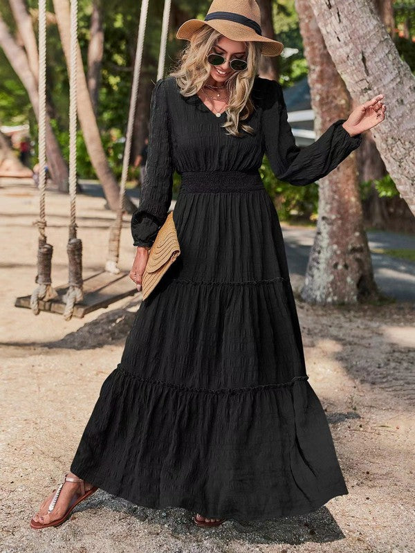 Long sleeve tiered maxi dress