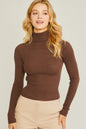 Turtleneck Ribbed Knit Sweater Top