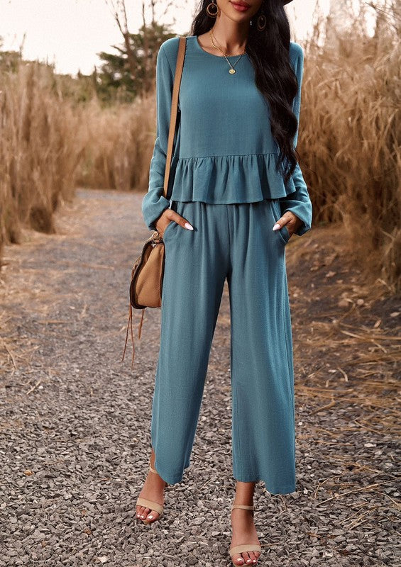 Two piece long sleeve pant set