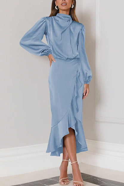 Satin long sleeve dress