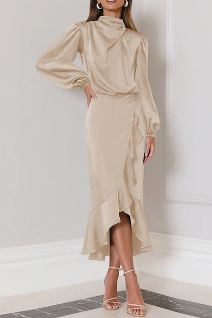 Satin long sleeve dress