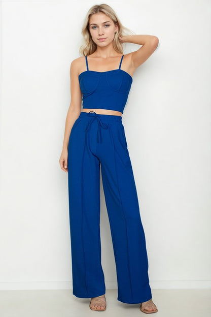 Bustier Cami Top & Slant Straight Pants