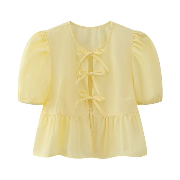 Front-Tie Peplum Blouse