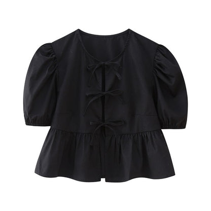 Front-Tie Peplum Blouse