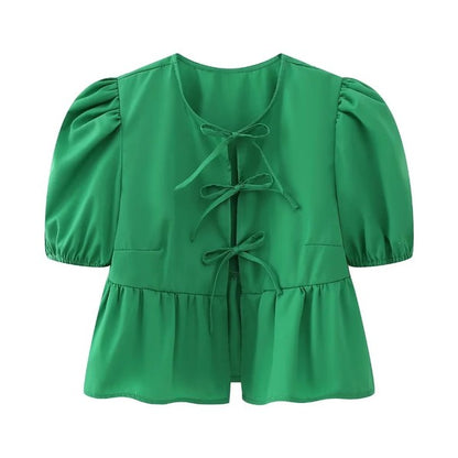 Front-Tie Peplum Blouse