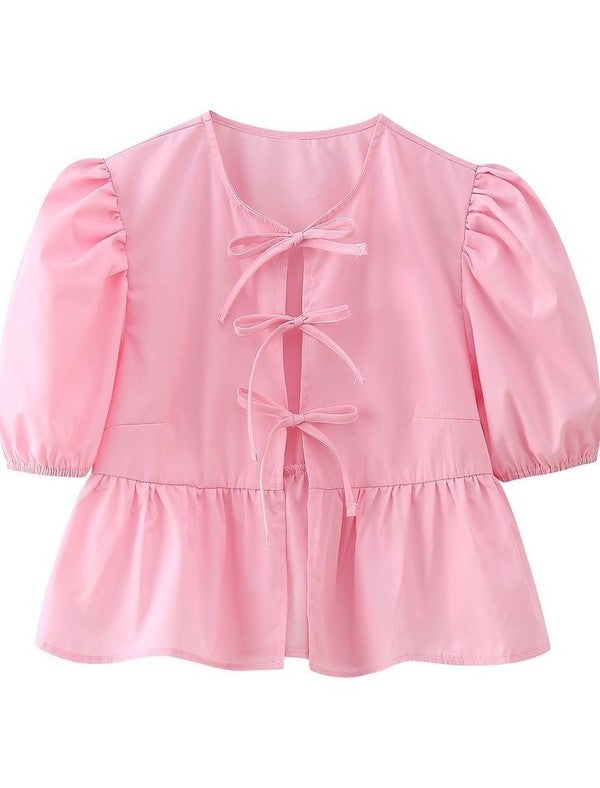 Front-Tie Peplum Blouse