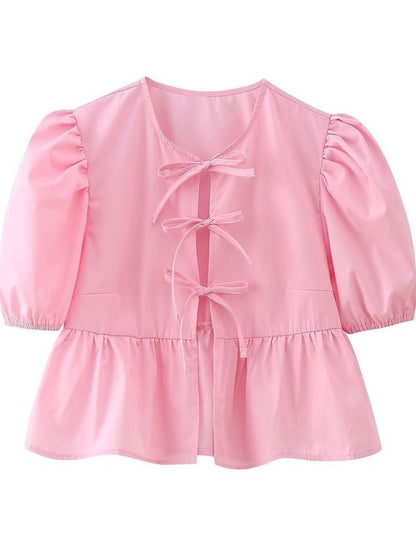 Front-Tie Peplum Blouse