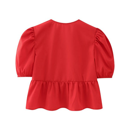 Front-Tie Peplum Blouse