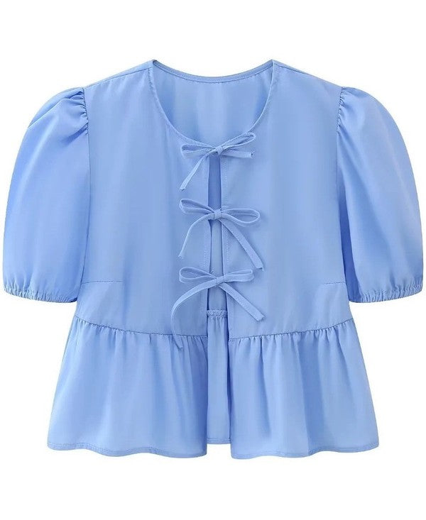 Front-Tie Peplum Blouse