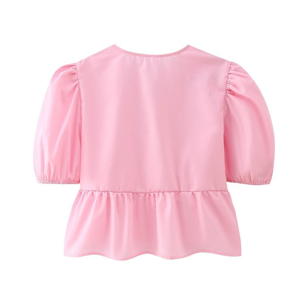 Front-Tie Peplum Blouse