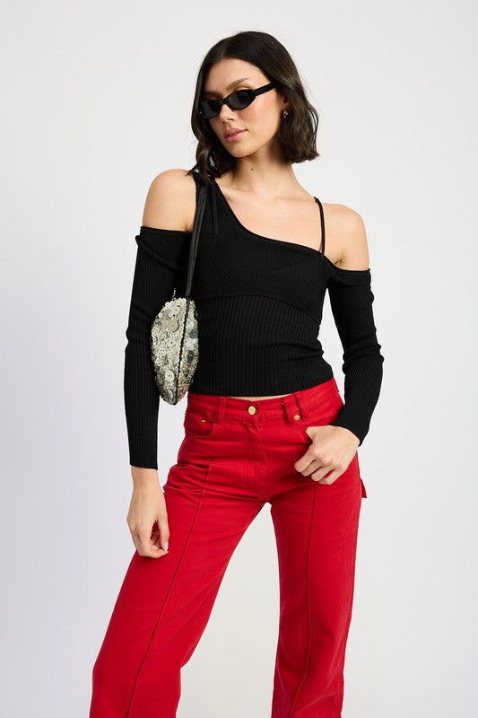 ONE SHOULDER LONG SLEEVE TOP