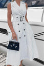 Luxury Nautical Striped Midi Dress for Elegant Summer Looks.
