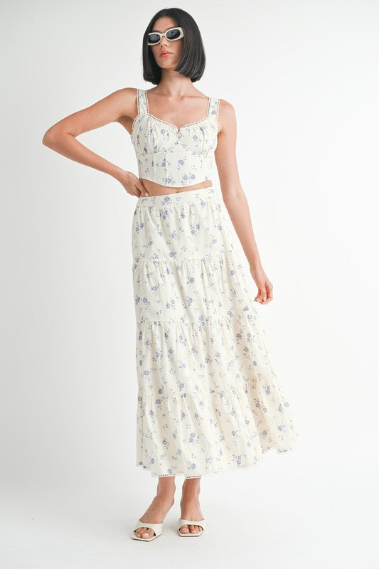 IPA2228S FLORAL TIERED MAXI SKIRT