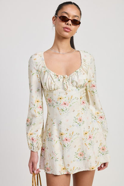 MINI LONG SLEEVE FLORAL DRESS