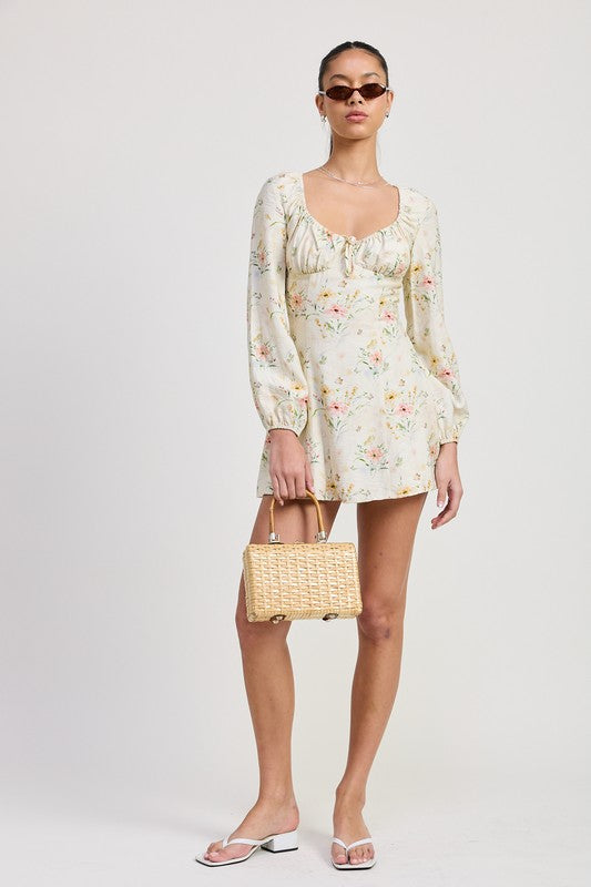 MINI LONG SLEEVE FLORAL DRESS