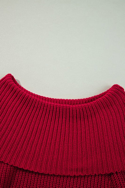 Off Shoulder Ribbed Knit Sweater