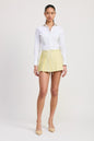 CONTRASTED WAIST BAND PLEATED SKORT