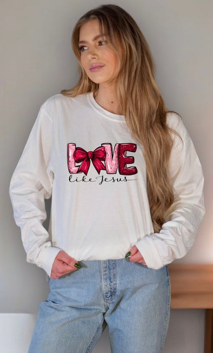 Red Love Like Jesus Long Sleeve Tee