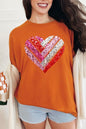 Faux Sequins Striped Heart Graphic Plus Tee