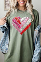 Faux Sequins Striped Heart Graphic Plus Tee