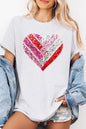 Faux Sequins Striped Heart Graphic Plus Tee